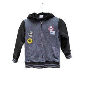 Disney Mickey Mouse Kids size S (6-7) sherpa lined hoodie jacket Black grey
